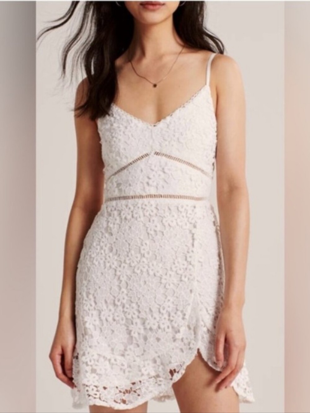 Abercrombie & Fitch White Lace Lacy Sundress Mini Dress Sleeveless Small NWT